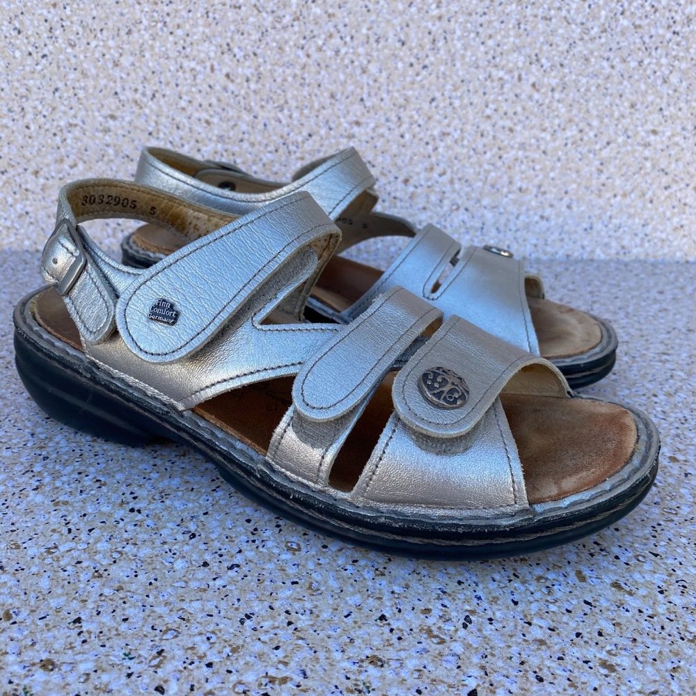 FINN COMFORT Strap Sandals Sling Back Leather Comfort Size 37 - Picture 1 of 16